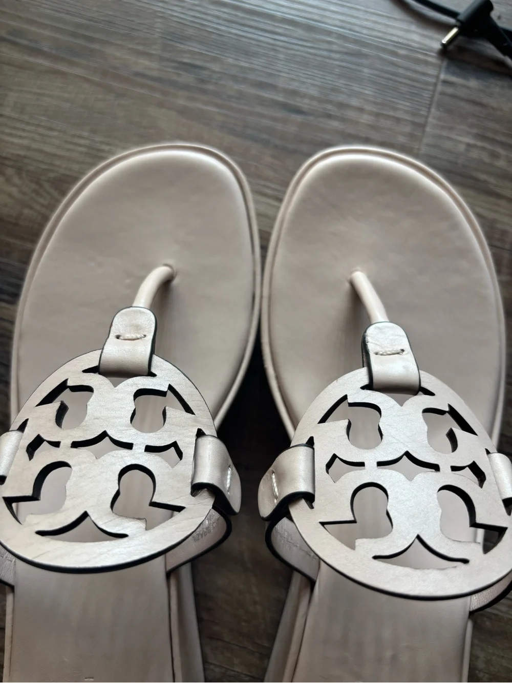 Tory Burch Light Pink Miller Wedge Sandals